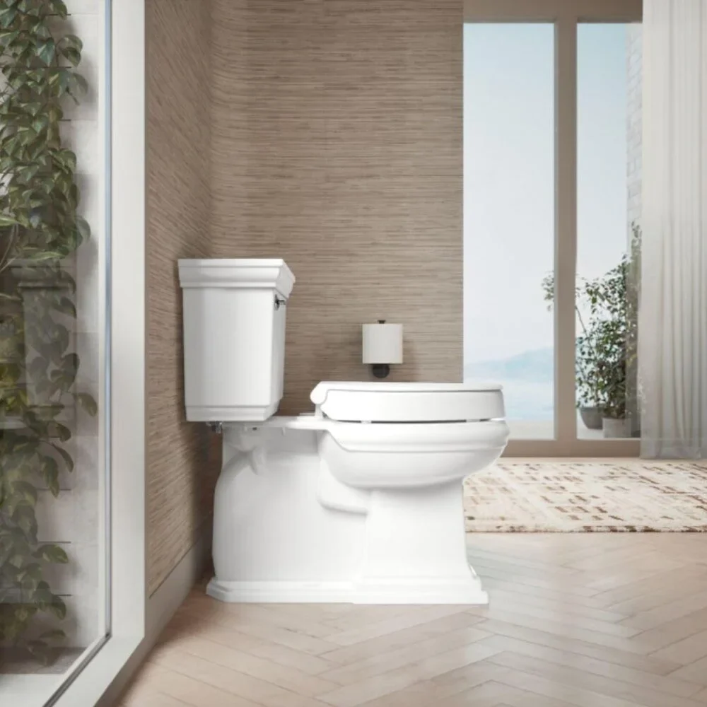 KOHLER Hyten Elevated Quiet-Close Elongated Toilet‎ Seat in White 25875-0